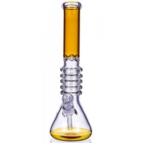 The Secret Rings - 16" Ribbed Beaker Bong - Amber New