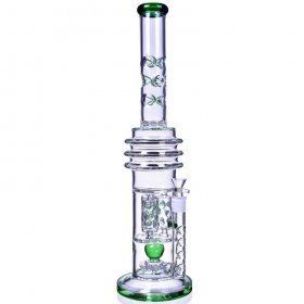 Smoke Runner - 22" Triple Chamber w/ Sprinkler Perc Bong - Green New