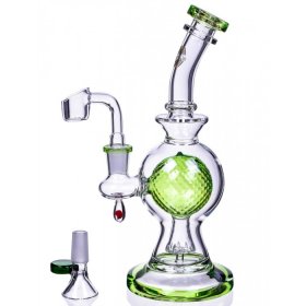 SpikeyBall Smoke - On Point Glass - 10" Tilted Spherical Matrix Perc Bong - Green New