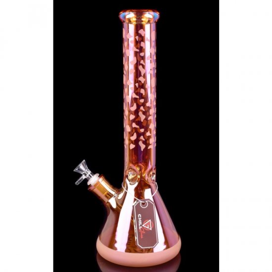 The Golder - Chill Glass 15\" Electro Plated Etched Beaker Base Bong - Golden New