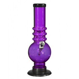 9" Round Bottom Acrylic Bong - Medium - Purple New