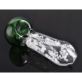 4" Inside Out Helix Glass Spoon Hand Pipe - Green New