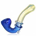 5" Fumed Ridged Sherlock Glass Pipe - Blue New