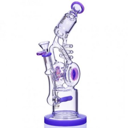 Smoker's Gun - Lookah? - 12" Coil To Inline Perc Bong - Purple New