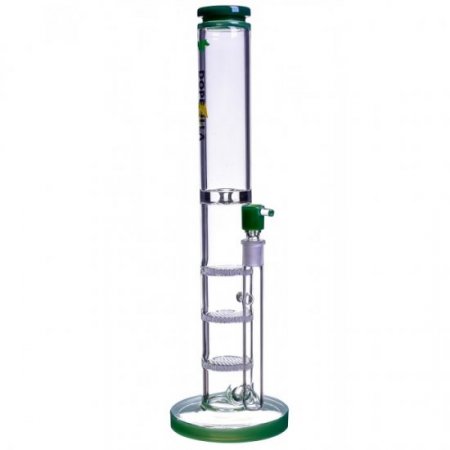 16" Extra Heavy Triple Honeycomb Bong Water Pipe With Matching Bowl - Green New