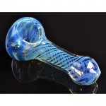 3.5" Swirled Fritt Color Changing Spoon Glass Pipe - Aqua Blue New