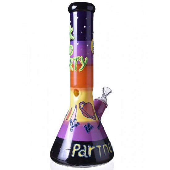 Partners in Crime Space Adventure - 13\" Rick and Morty Inspired Bong - Glow In The Dark Beaker Bong New