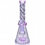 Thunder's Calli'n - 8" Spiral Design Matrix Perc Beaker Bong - Pink New