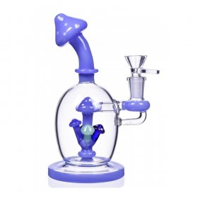 Smokroom - Mushroom Perc Orb Base Tilted Bong - Blue New