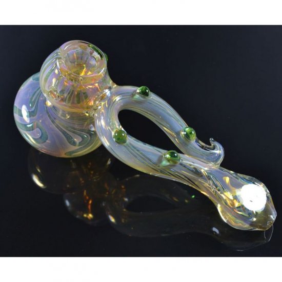 8\" Hook Style Hammer Bubbler - Golden Fumed New