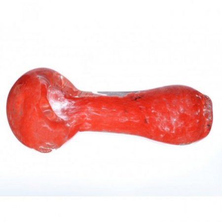 3" Marble Swirled Glass Spoon Hand Pipe - Red New