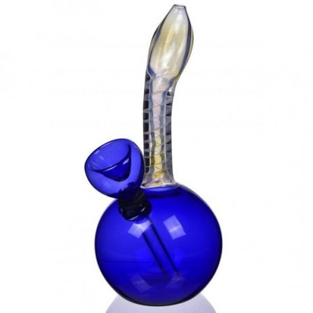 6" Spiral Tilted Fumed Mini Bong - Blue New