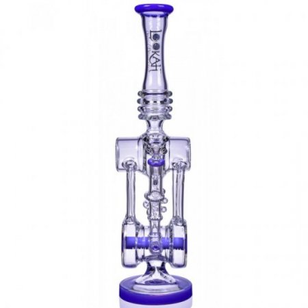 Twin Turbo - Lookah? - 16" Double Barrel Recycler Bong - Purple New