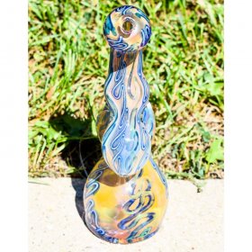 Sneaky Swirls - 8" Golden Fumed Swirled Bubbler New