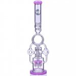 The Quidditch - 21" Triple Donut Multi Perc Bong - Pink New