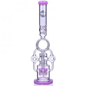 The Quidditch - 21" Triple Donut Multi Perc Bong - Pink New