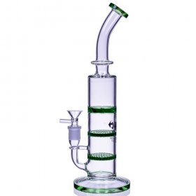 Tower Of Smoke - Diamond Glass? - 12" Double Honeycomb To Turbine Perc Bong - Green New