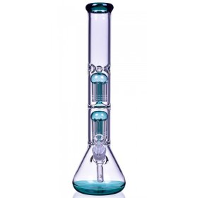 17" Double Tree Perc Bong with Down Stem and Matching Bowl New