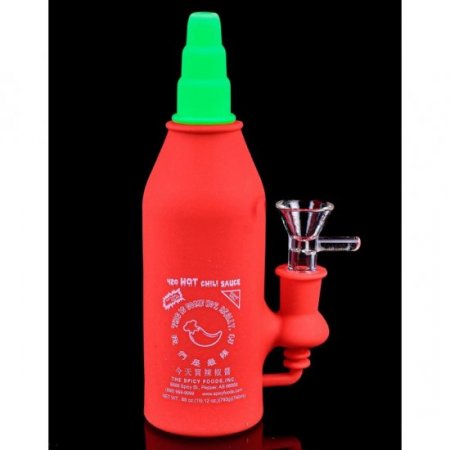 Spicy Smoke - Siracha Sauce Silicone Glass Hybrid Bong with 14mm Glass bowl New