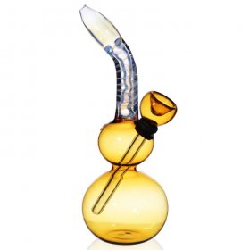 6" Spiral Tilted Double Bubble Mini Bong - Golden Fumed New