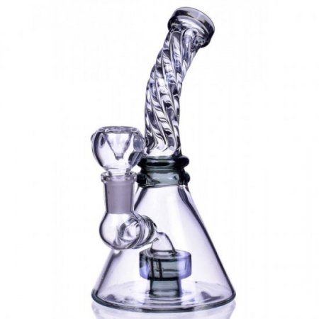 The Cyclone - 7" Twisted Neck Matrix Beaker Bong Water Pipe - Ash Black New