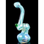 Smoki'n Vibes - 6" Fumed Heavy Weight Bubbler - Green Accent New