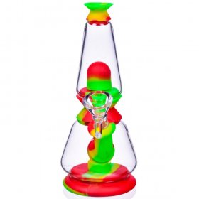 Deluminator - 7" Double Chamber Hybrid Silicone Bong New