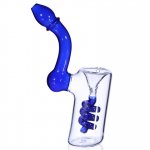 7" Glass Coiled Bubbler With Curved Mouth End - Blue New