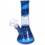 8" Deep Crackle Percolator With Down Stem And Dry Herb Bowl - Blue New