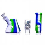 SMOKE PYRAMID - 11" STRATUS PYRAMID SILICONE BONG WITH 19MM DOWN STEM AND 14MM BOWL - GREENISH BLUE New