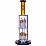 The Warrior - 11" Heavy Double Tree Perc Bong Water Pipe On Duty - Amber New