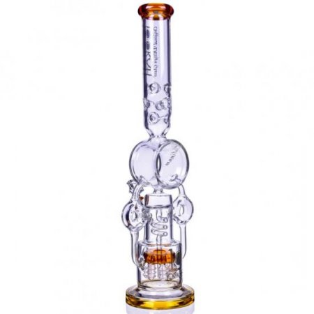 SMOKENATOR - LOOKAH PLATINUM DESIGN SERIES BONG - 20" PLATINUM DONUT RECYCLER BONG WITH SPIRAL PERCS - Amber New