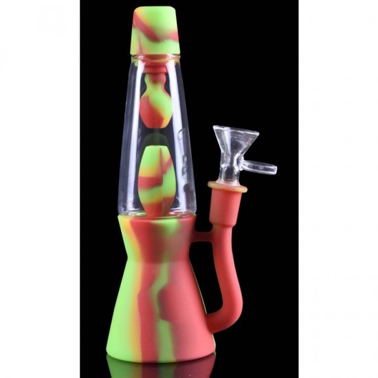 Lava Lamp Inspired Bong - 10\" Inline Perc Silicone And Glass Hybrid Bong New