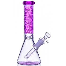 Magic Circle - 10" Frosted Geometric Beaker Base Bong - Hot Purple New