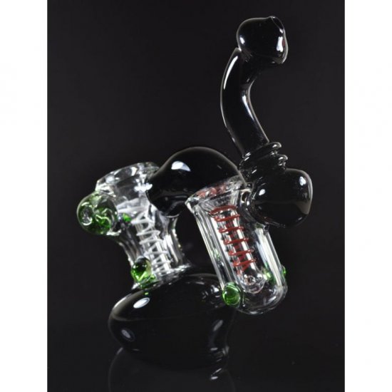 7\" Double Chamber Bubbler - Black New