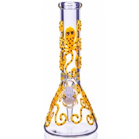 Smokey Octopus - 13" Glow In The Dark Beaker Bong - Yellow New