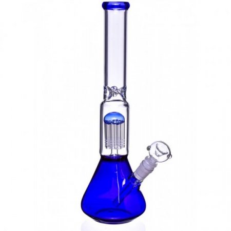 14" Beaker Base Bong with 8-Arm Tree Perc Water Pipe - Blue New