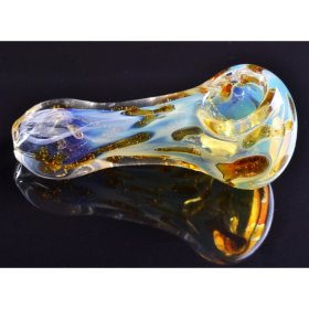 2.5" Spotty Glass Pipe - Golden Fumed New
