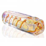 2.75" Brick Shaped Triangled Glass Spoon Hand Pipe - Golden Fumed New