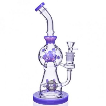 Smoke Propeller Dab Rig - 12" Dual Spinning Propeller Perc To Swiss Faberge Egg Perc - Purple New