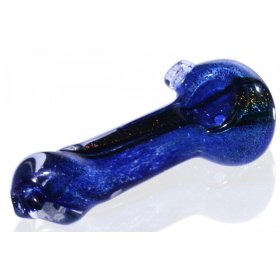 3.5" Blue Twisted Tip Glass Pipe - Dichroic Ink New