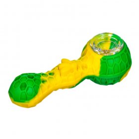Stratus - 4" Silicone Hand Pipe With Honey Comb Design - Greenish Yellow New