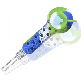 Stratus - 4" Silicone Hand Pipe 2 In 1 With Honey Dab Straw - Greenish Blue New