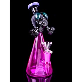 The Masked Alien - 8" Showerhead Perc Bong w/ Matching Bowl - Assorted Colors New
