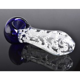 4" Inside Out Helix Glass Spoon Hand Pipe - Blue New