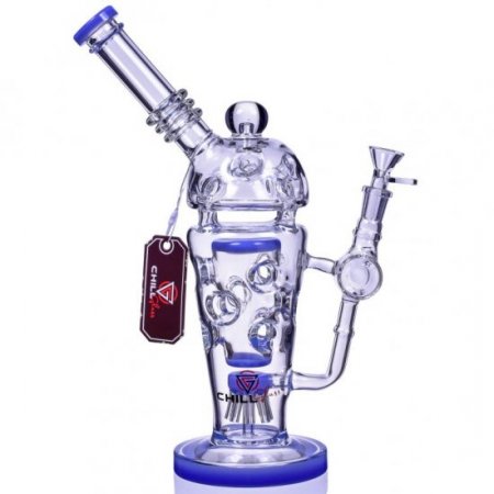 SmokeCup Trophy - ChillGlass - 13" Royalty Cone Sprinkler Perc Bong - Blue New
