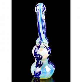 Smoki'n Sky - 6" Fumed Heavy Weight Bubbler - Blue Accent New