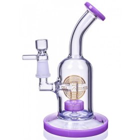 The Attraction - 7" Titled Showerhead Perc Bong/Dab Rig - Purple New