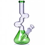 The Goliath - Curved Neck Double Zong Bong Water Pipe - Green New