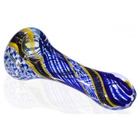 4" Dichro Swirled Glass Spoon Hand Pipe - Fumed New